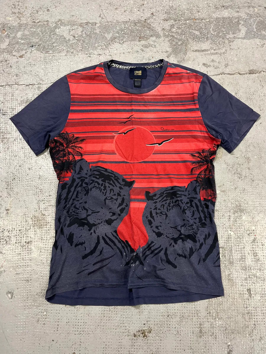 2000s Cavalli Crepuscule Red Tiger T-Shirt IkeqVbJ 0