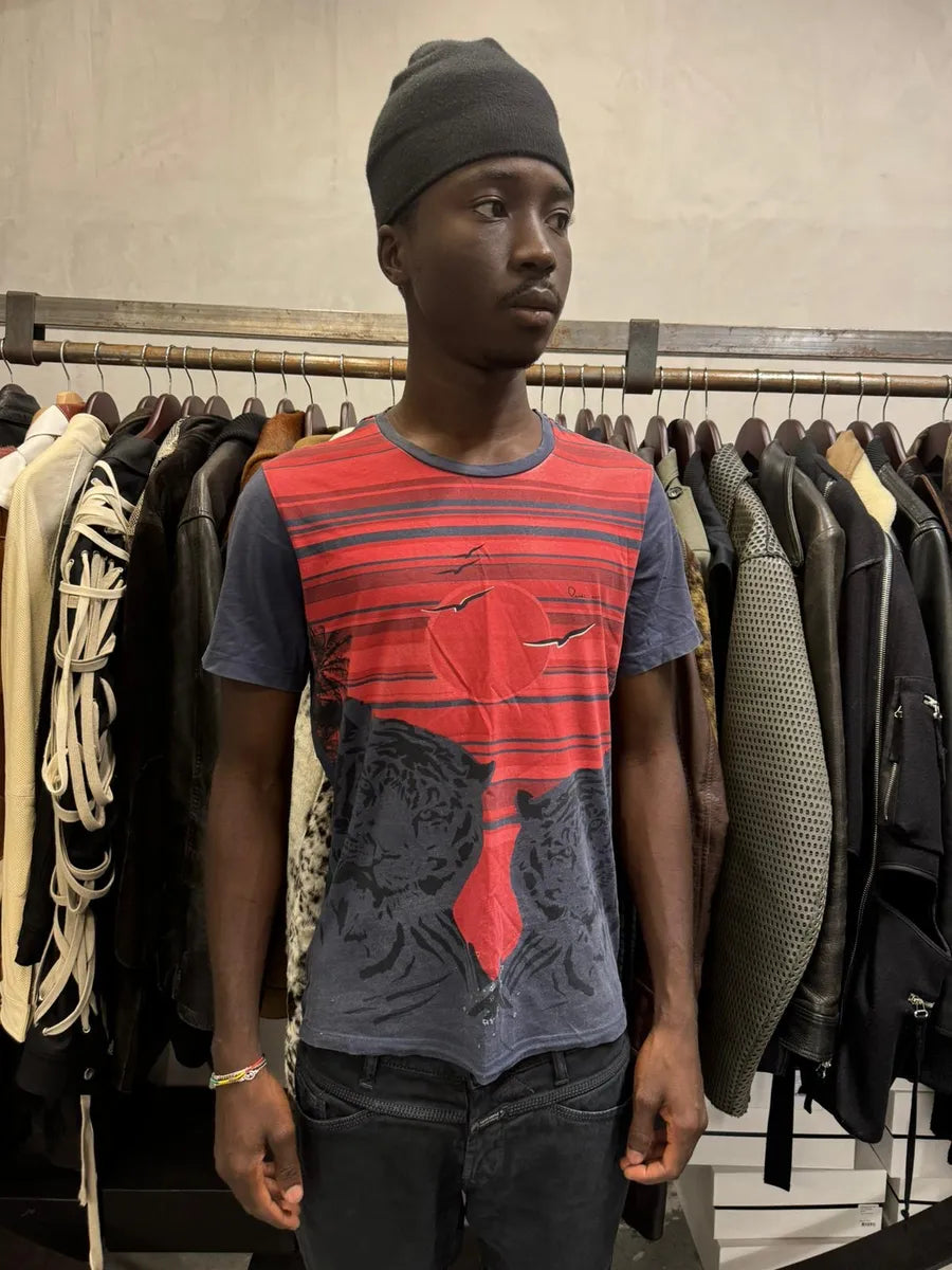 2000s Cavalli Crepuscule Red Tiger T-Shirt IkeqVbJ 1