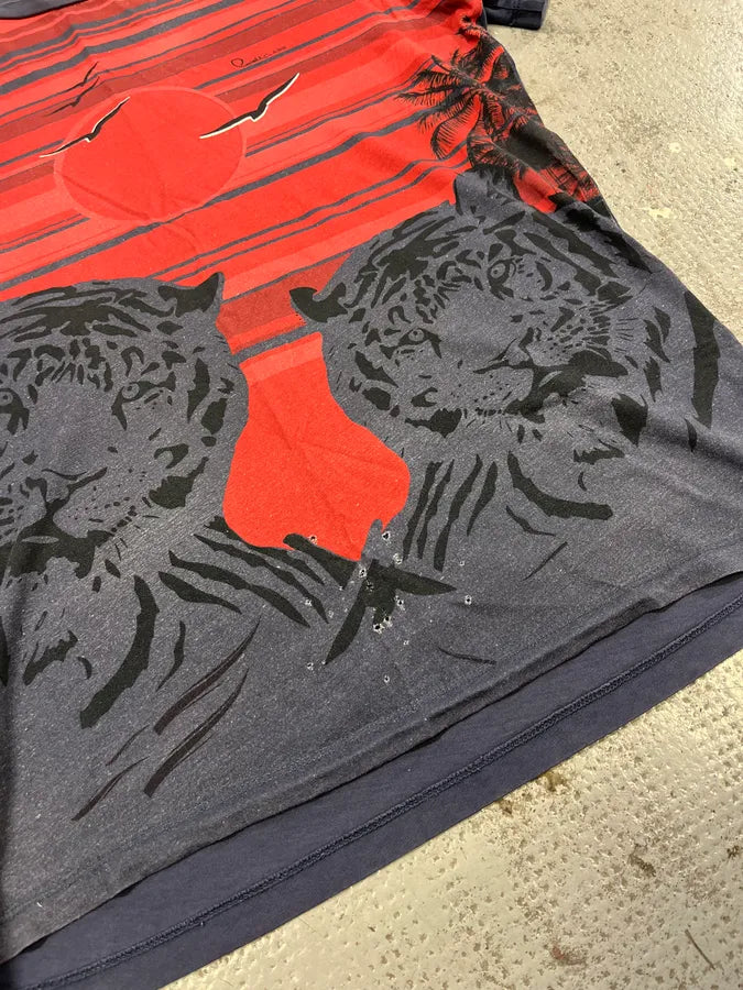 2000s Cavalli Crepuscule Red Tiger T-Shirt IkeqVbJ 4