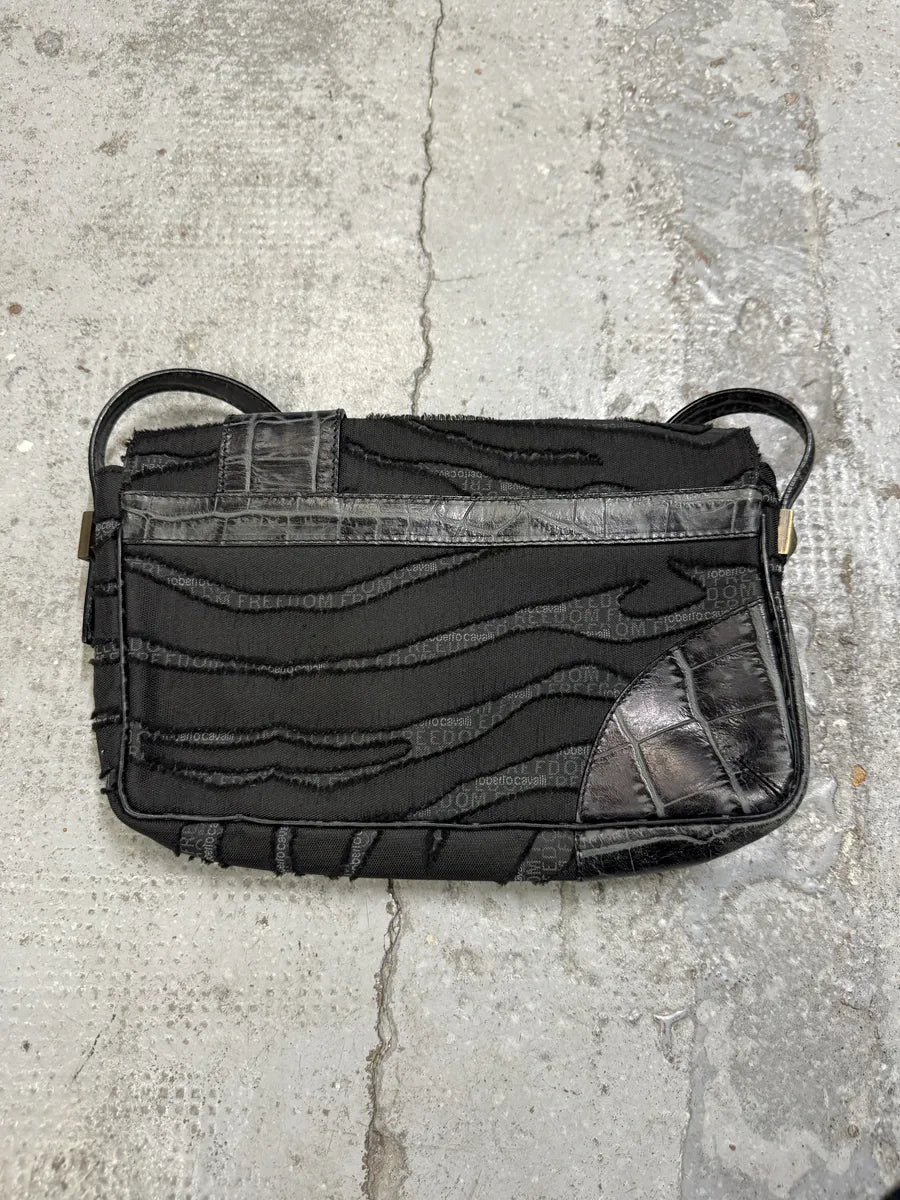 2000s Cavalli Crocodile Buckle Black Exotic Handle Bag mLbrrzn 1