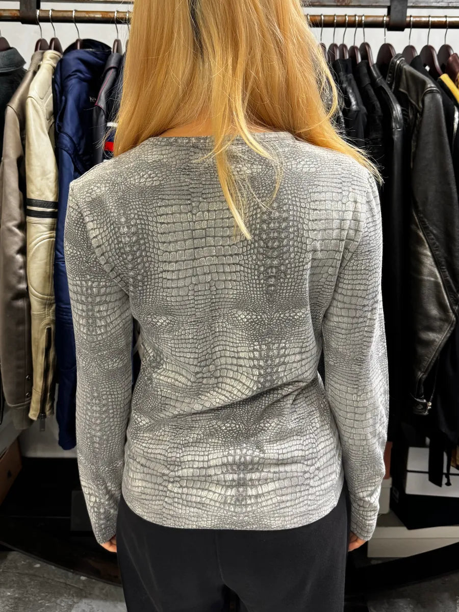 2000s Cavalli Crocodile Effect Grey Longsleeves gNCgJKi 2