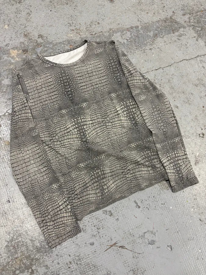 2000s Cavalli Crocodile Effect Grey Longsleeves gNCgJKi 3