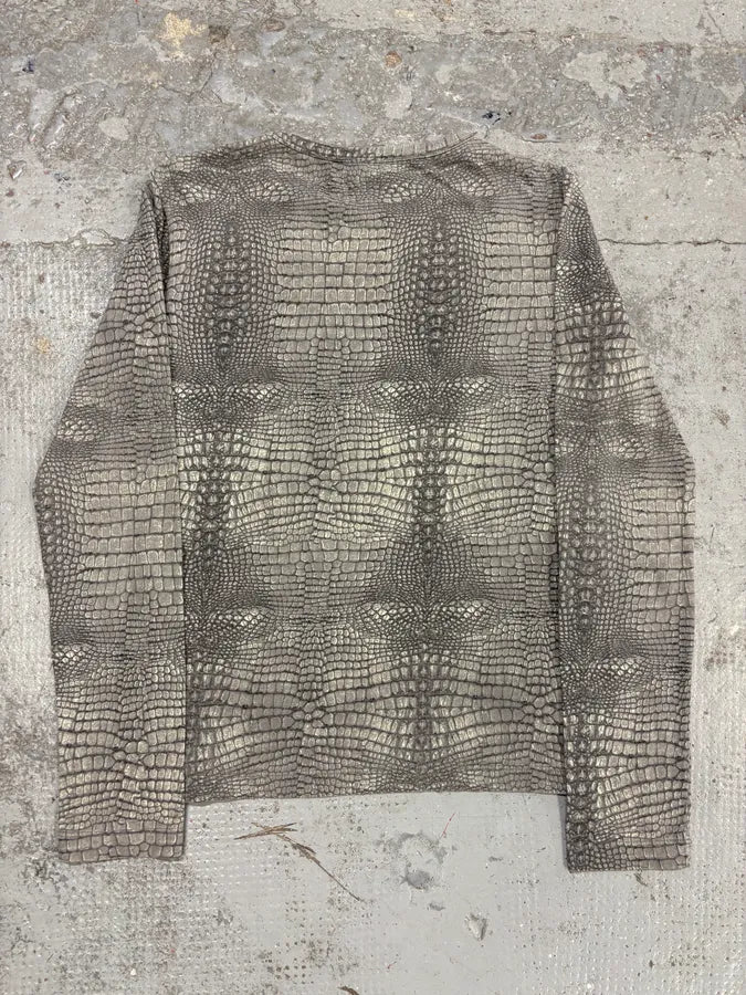 2000s Cavalli Crocodile Effect Grey Longsleeves gNCgJKi 5