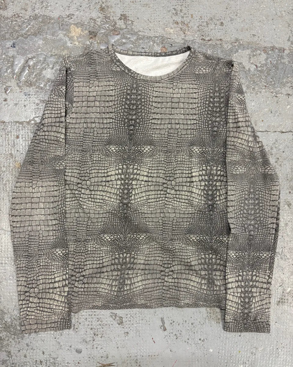 2000s Cavalli Crocodile Effect Grey Longsleeves gNCgJKi 0