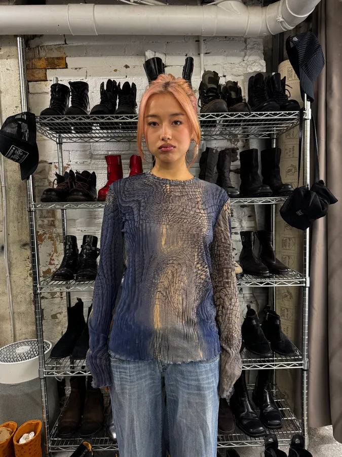 2000s Cavalli Crocodile Hallucination Blue Longsleeves LmXepPa 1