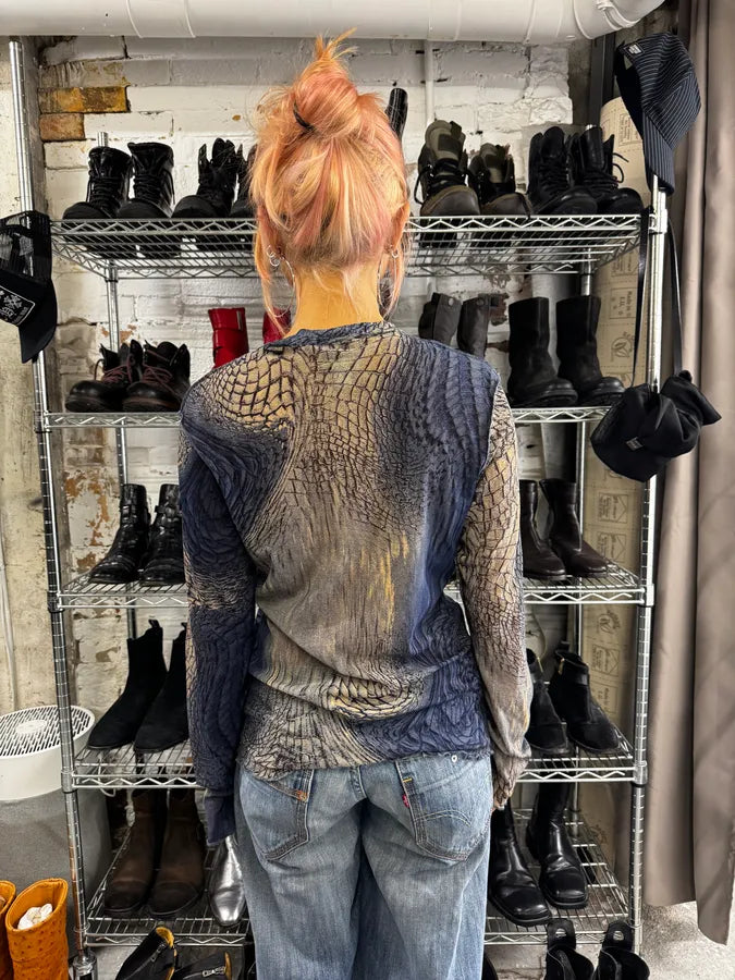 2000s Cavalli Crocodile Hallucination Blue Longsleeves LmXepPa 2