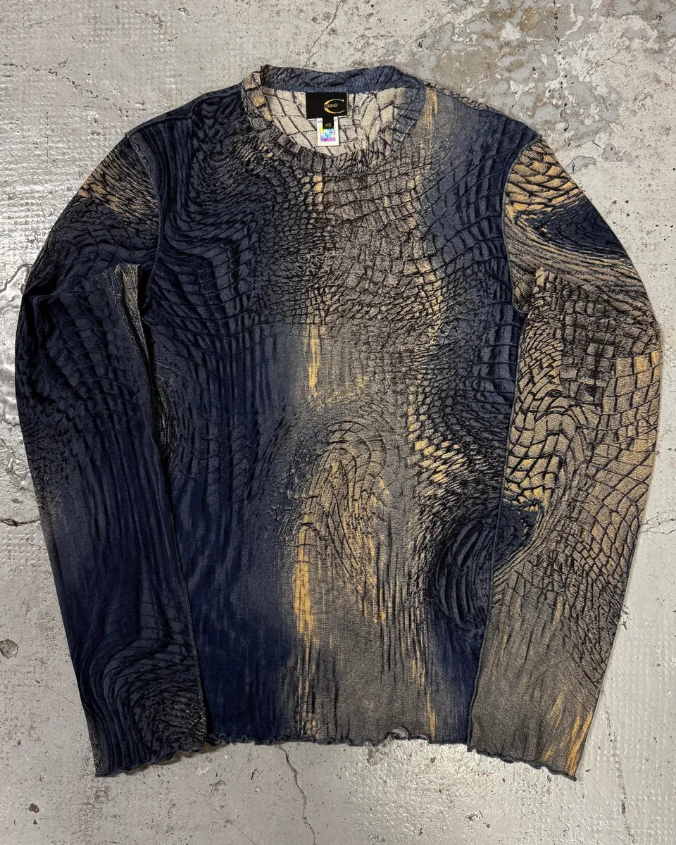 2000s Cavalli Crocodile Hallucination Blue Longsleeves LmXepPa 0