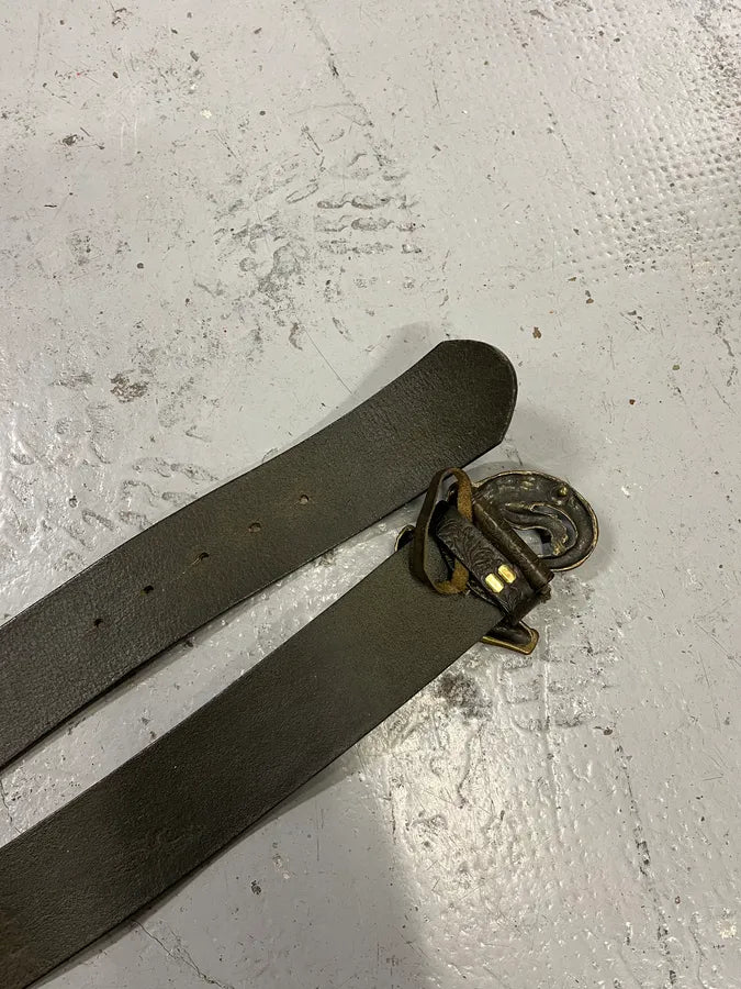 2000s Cavalli Crocodile Paved Green Crystal Buckle Leather Belt jbWVqYr 4