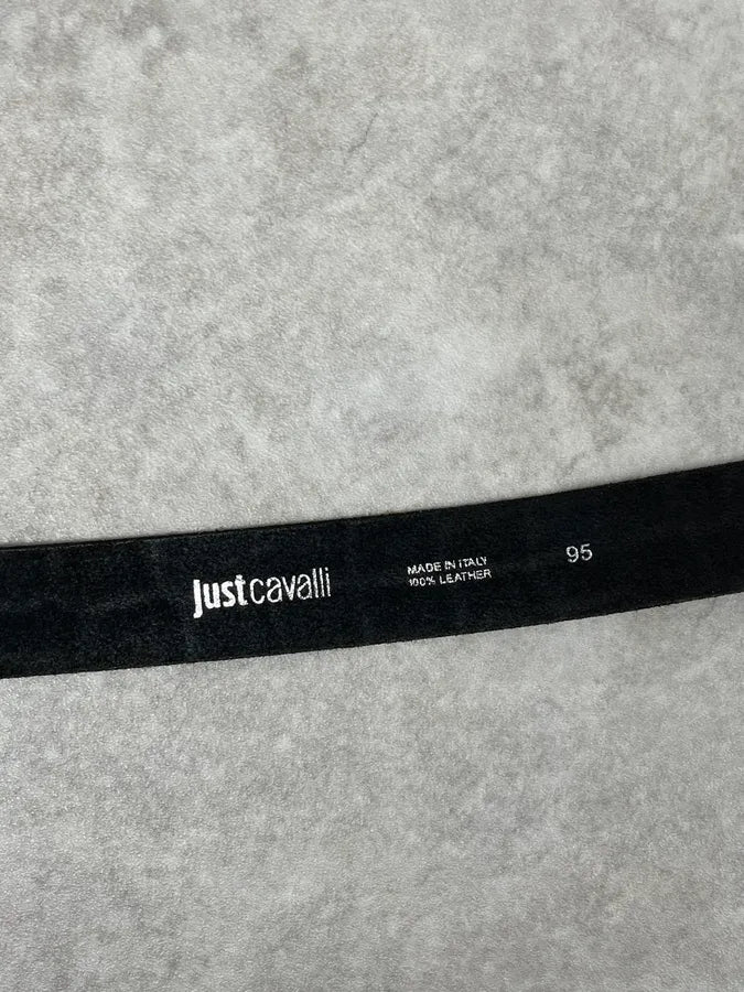 2000s Cavalli Crocodile Skin Buckle Black Leather Belt sqnbWwn 2