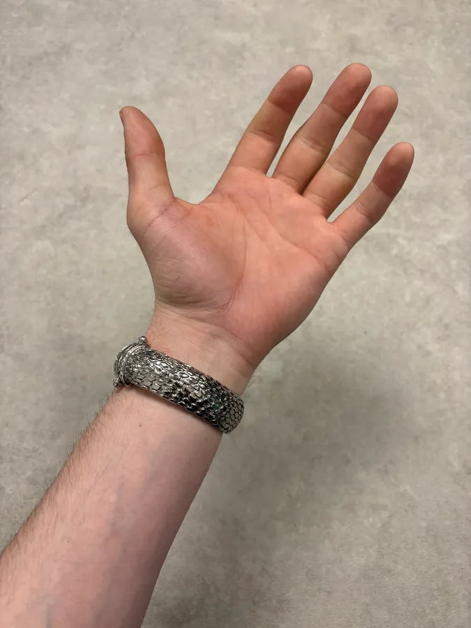 2000s Cavalli Crocodile Textured Bangle Bracelet HVgRXOi 1