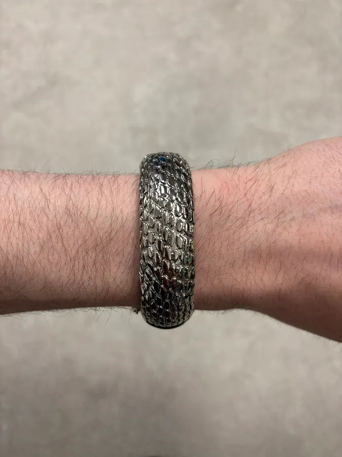 2000s Cavalli Crocodile Textured Bangle Bracelet HVgRXOi 2