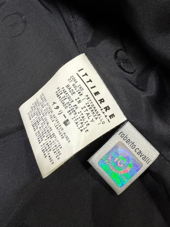 2000s Cavalli Crododile Effect Black Leather Jacket (M/L) 11