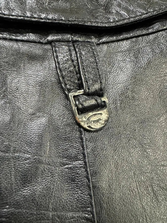 2000s Cavalli Crododile Effect Black Leather Jacket (M/L) 13