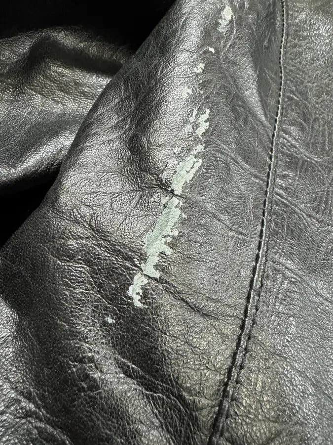 2000s Cavalli Crododile Effect Black Leather Jacket (M/L) 5