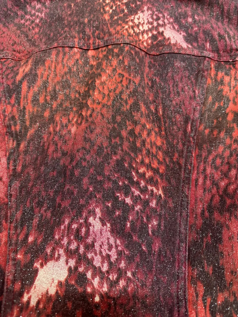 2000s Cavalli Cropped Red Snakeskin Effect Jacket XFPqJZQ 2