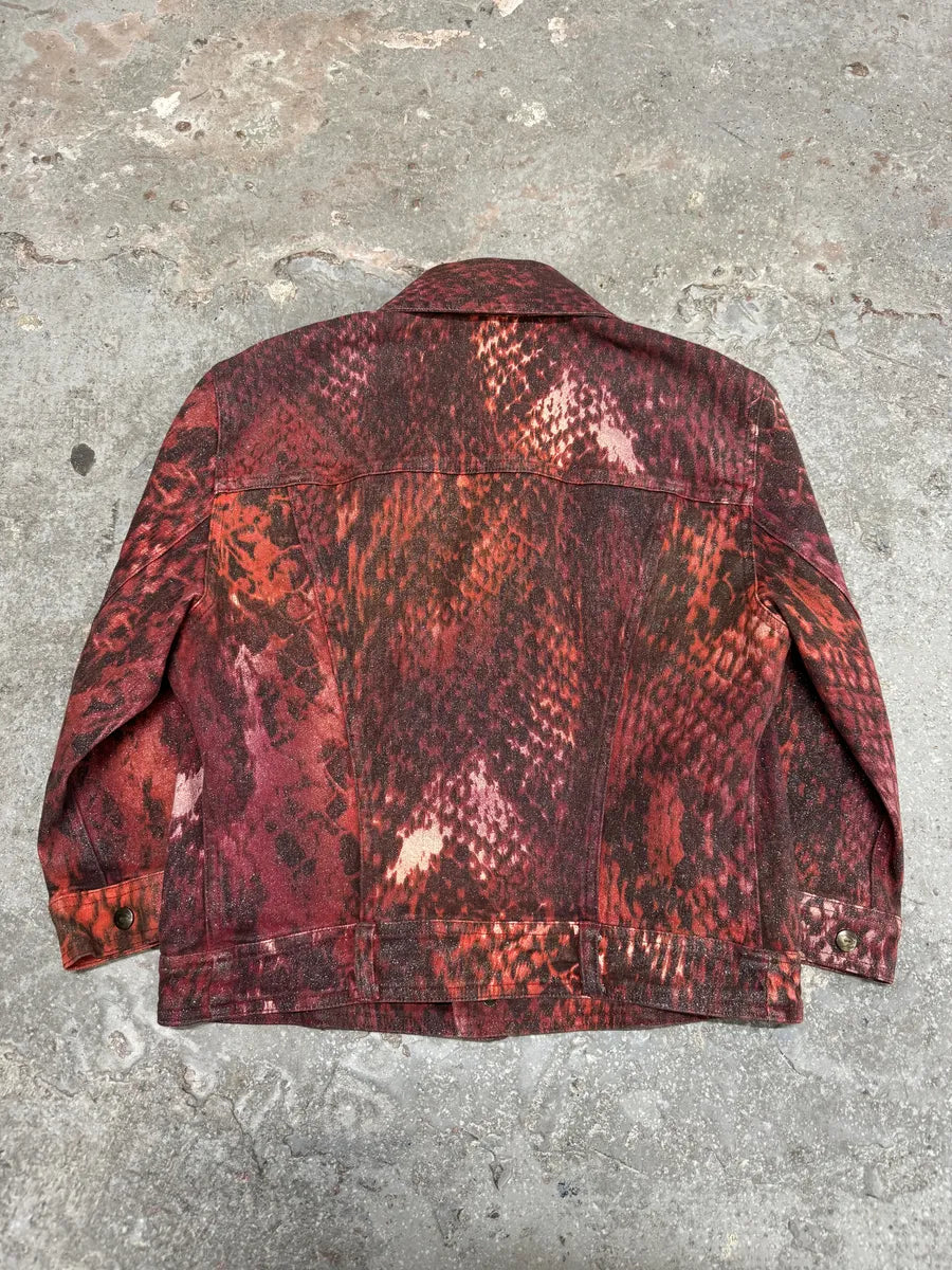 2000s Cavalli Cropped Red Snakeskin Effect Jacket XFPqJZQ 1