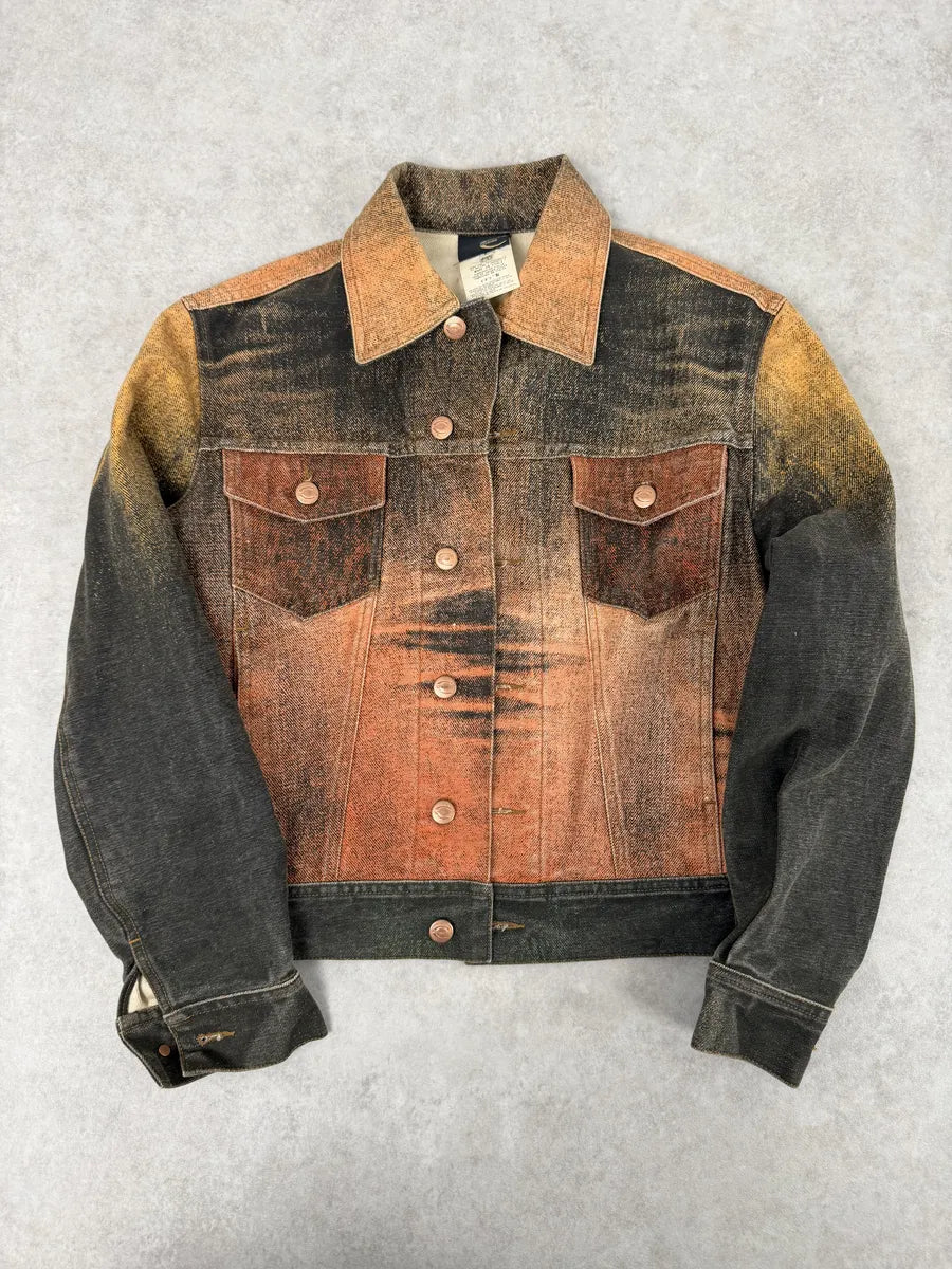 2000s Cavalli Cropped Sunset Overprint Trucker Jacket uxayHoo 2