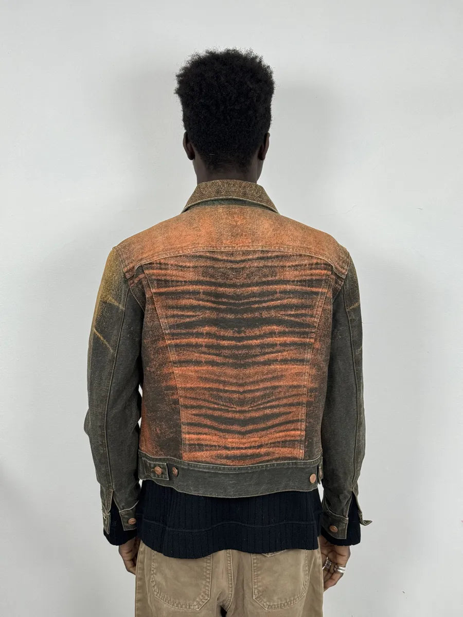 2000s Cavalli Cropped Sunset Overprint Trucker Jacket uxayHoo 5