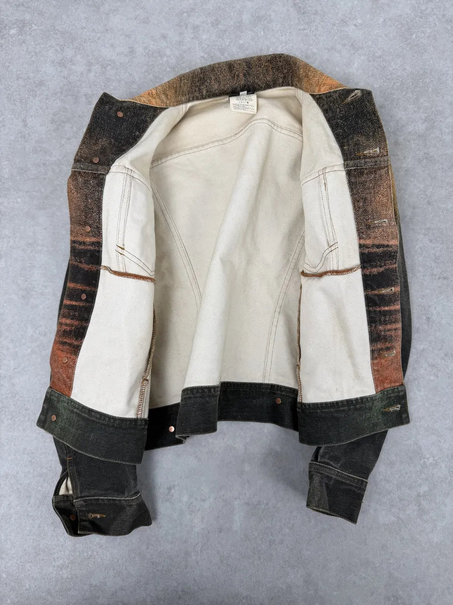 2000s Cavalli Cropped Sunset Overprint Trucker Jacket uxayHoo 8