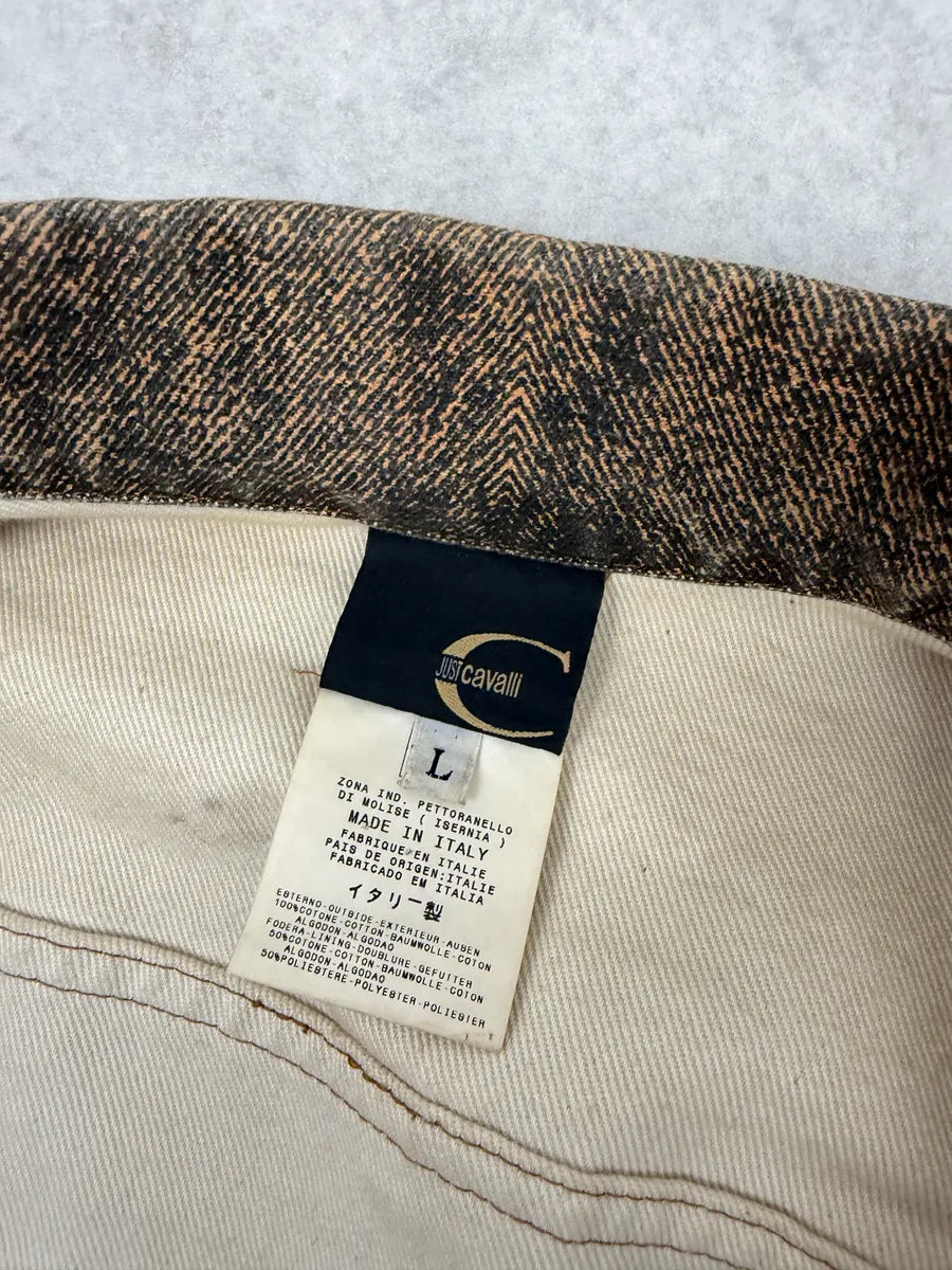 2000s Cavalli Cropped Sunset Overprint Trucker Jacket uxayHoo 9