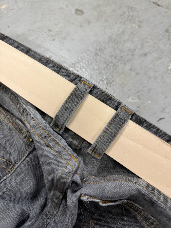 2000s Cavalli Crystal Metal Buckle White Leather Belt iInmoly 5