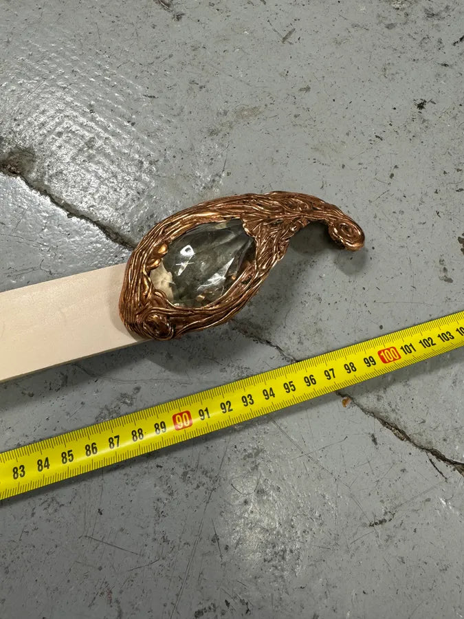 2000s Cavalli Crystal Metal Buckle White Leather Belt iInmoly 6