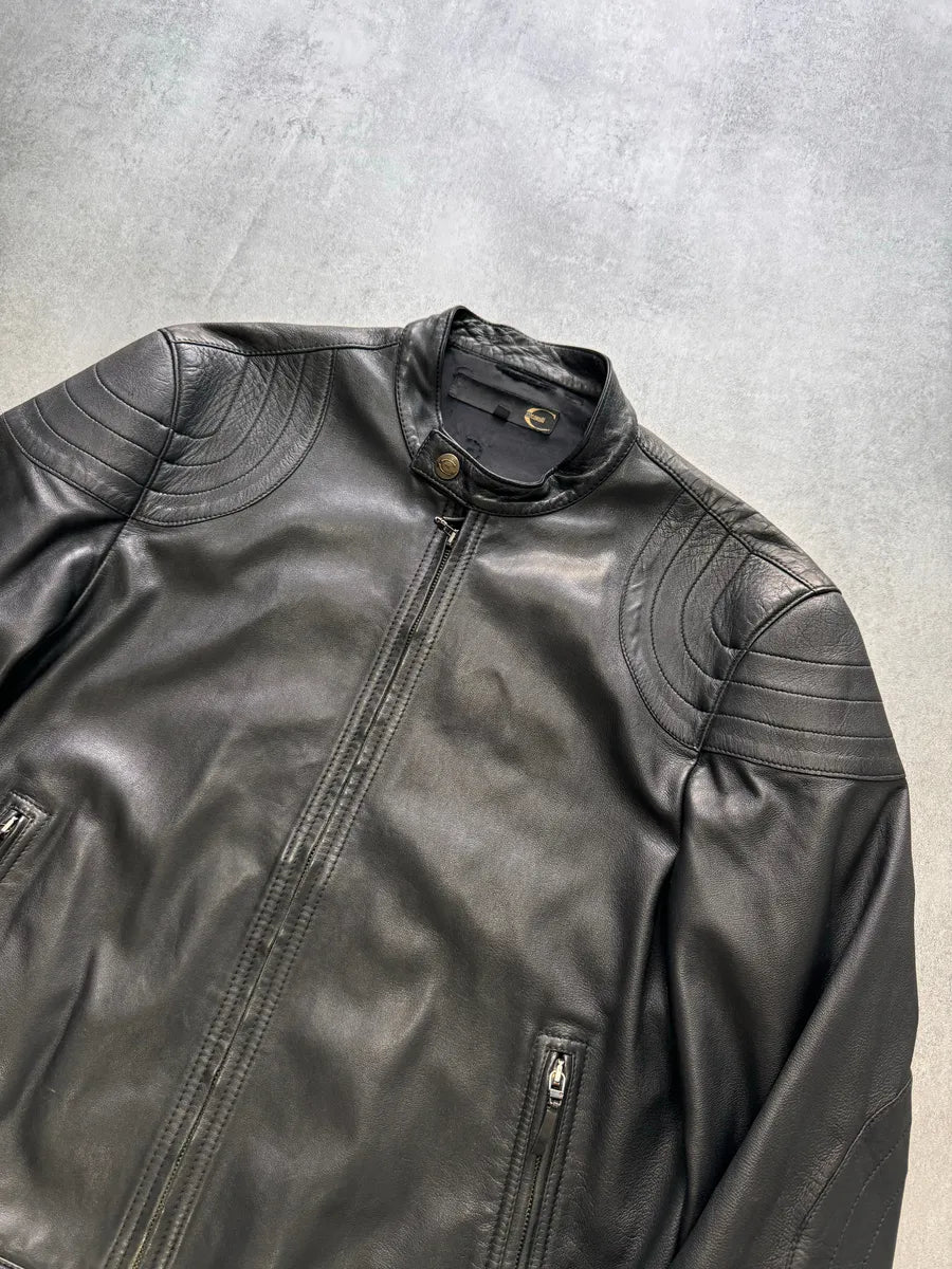 2000s Cavalli Dark Biker Leather Jacket uYqkhYH 2