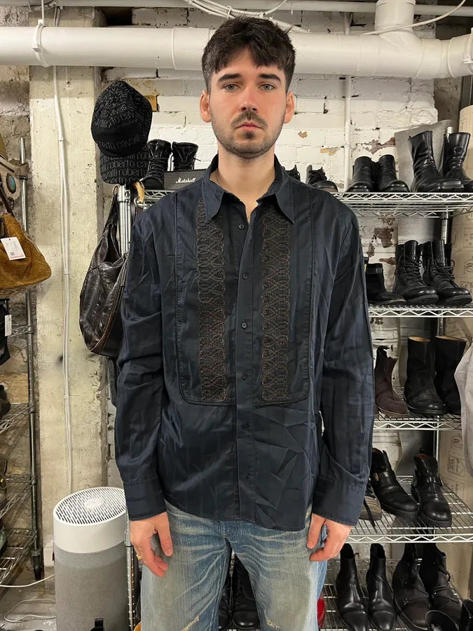 2000s Cavalli Dark Navy Light Shirt lYkfxes 1