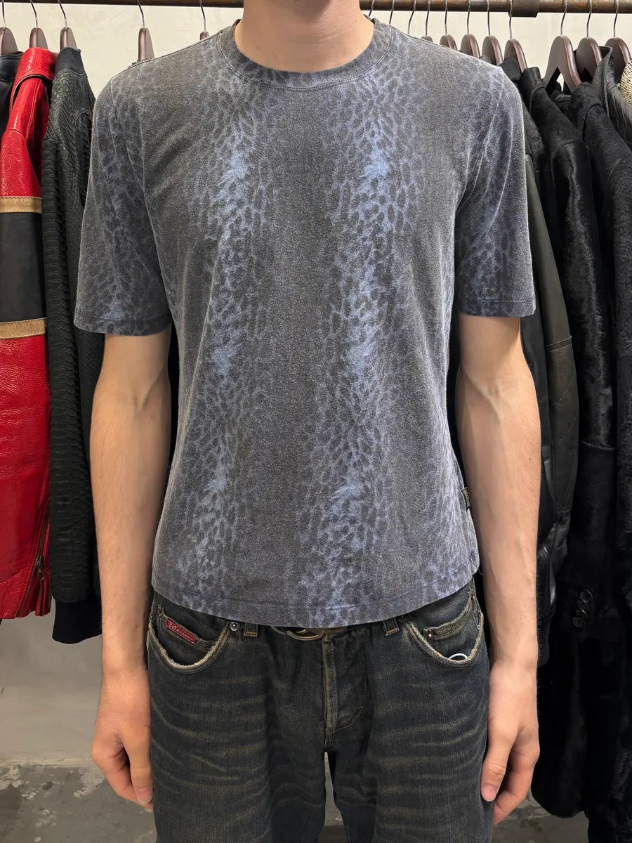 2000s Cavalli Dark Obscure Navy Leopard Tee-Shirt (S) BUGNwdx 1