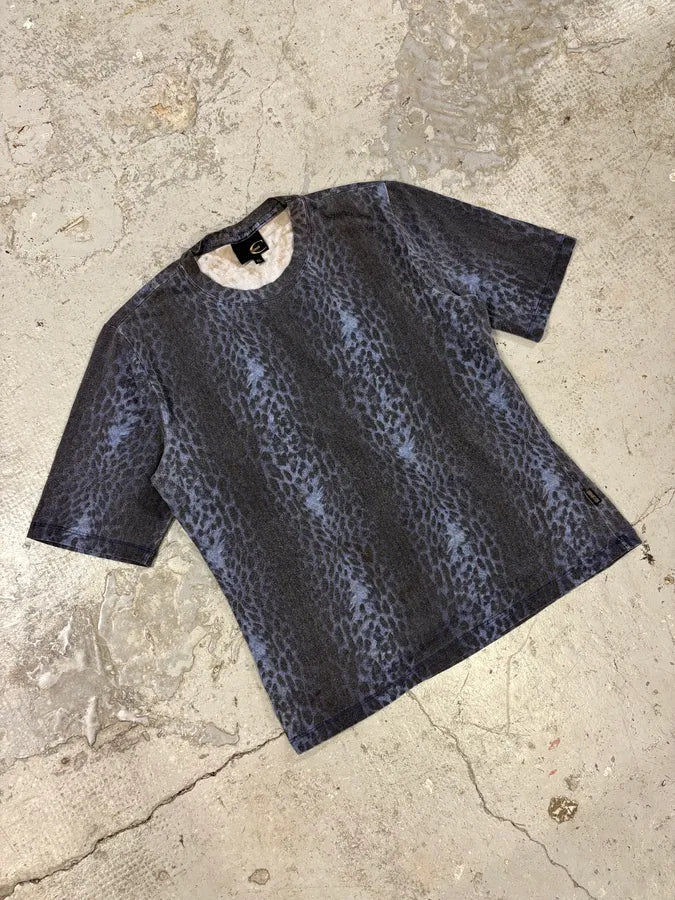 2000s Cavalli Dark Obscure Navy Leopard Tee-Shirt (S) BUGNwdx 3