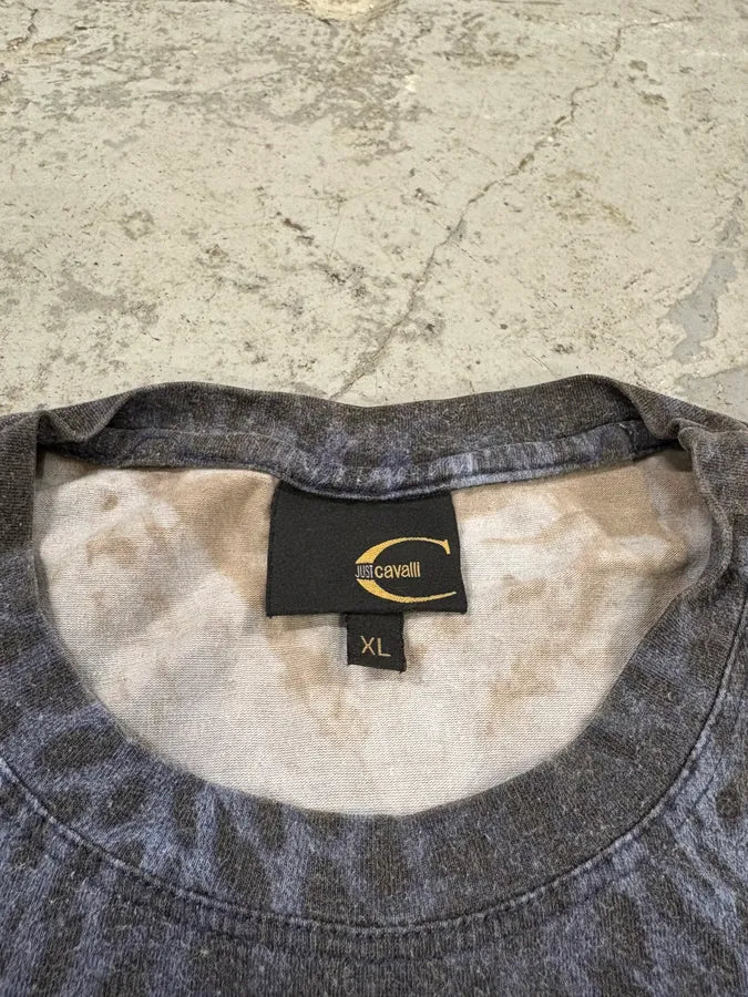 2000s Cavalli Dark Obscure Navy Leopard Tee-Shirt (S) BUGNwdx 6