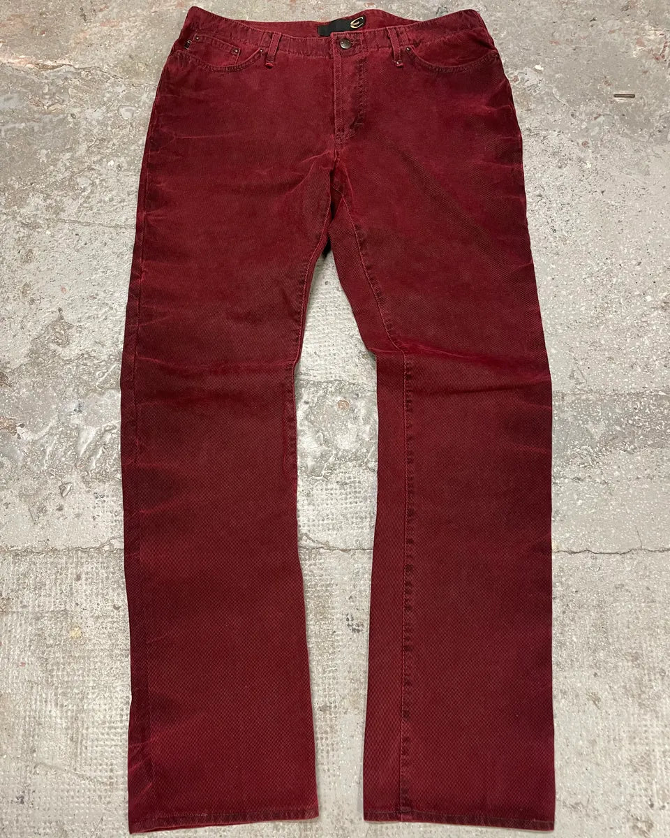 2000s Cavalli Dark Red Faded Cozy Denim Pants (M) tpMaTqo 2