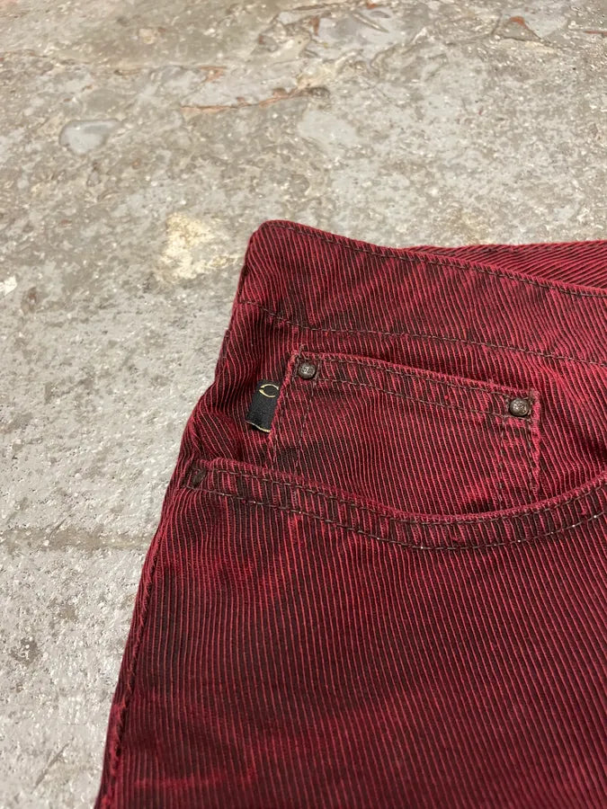 2000s Cavalli Dark Red Faded Cozy Denim Pants (M) tpMaTqo 7