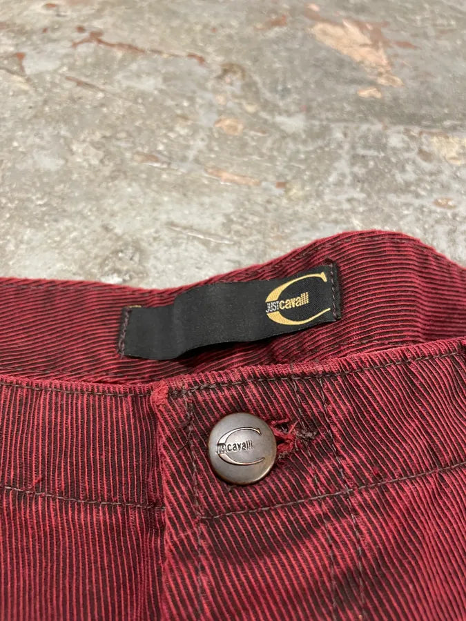 2000s Cavalli Dark Red Faded Cozy Denim Pants (M) tpMaTqo 8