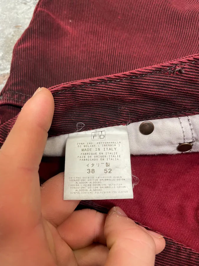 2000s Cavalli Dark Red Faded Cozy Denim Pants (M) tpMaTqo 9