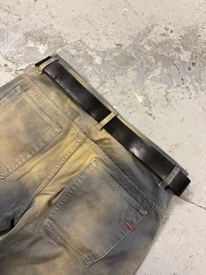 2000s Cavalli Deadskull Buckle Brown Leather Belt pArriOZ 1