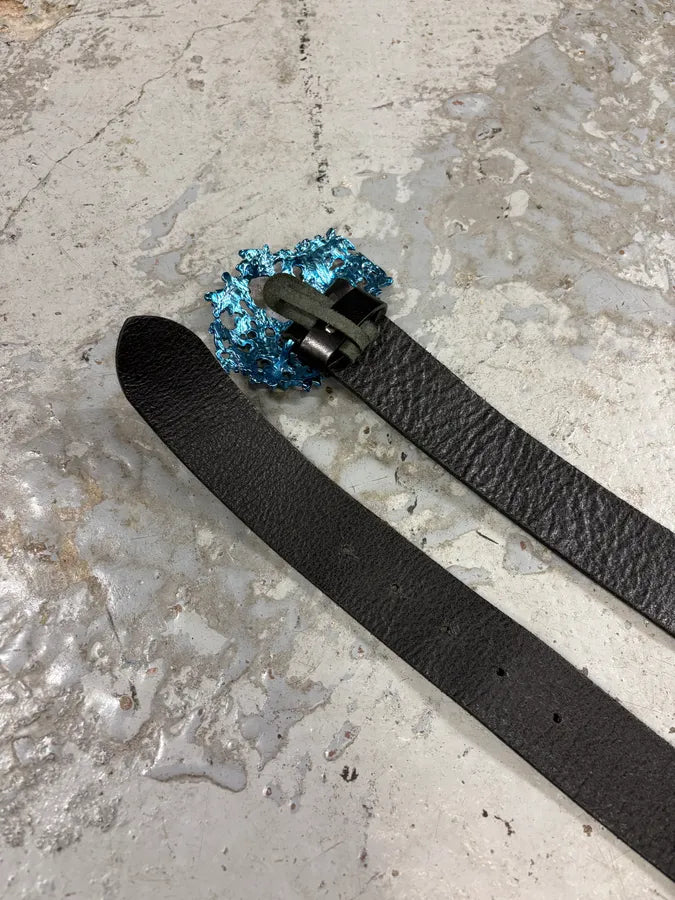 2000s Cavalli Deadskull Buckle Brown Leather Belt pArriOZ 3