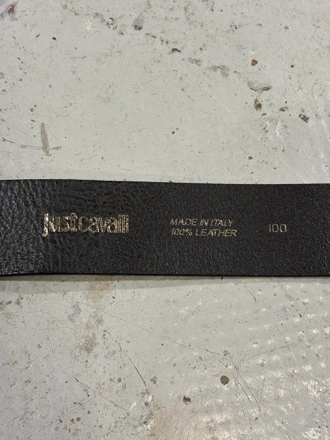 2000s Cavalli Deadskull Buckle Brown Leather Belt pArriOZ 6