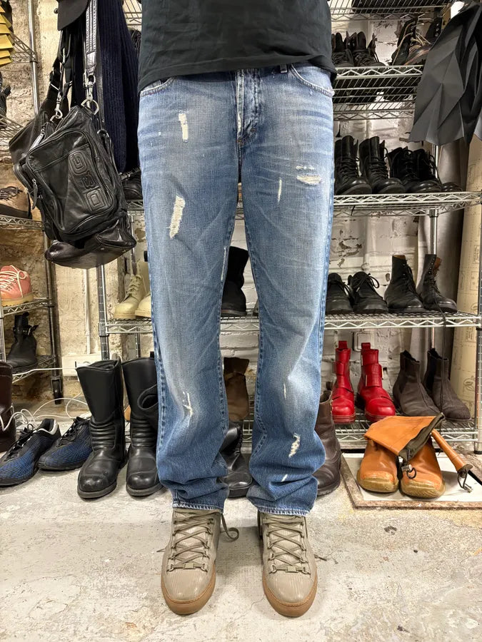 2000s Cavalli Destroyed Blue Denim Jeans (M) VJWzrfA 1