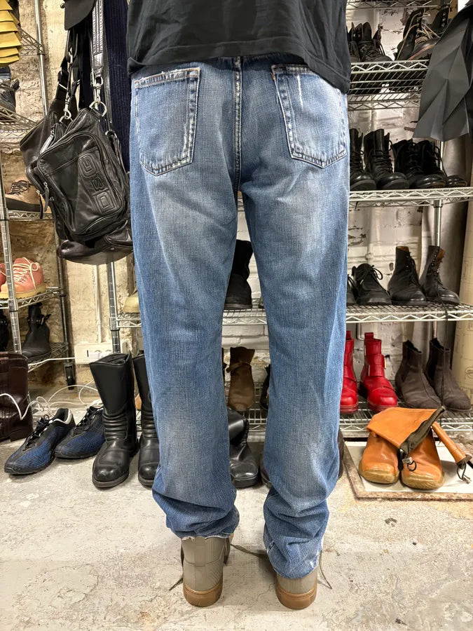 2000s Cavalli Destroyed Blue Denim Jeans (M) VJWzrfA 3