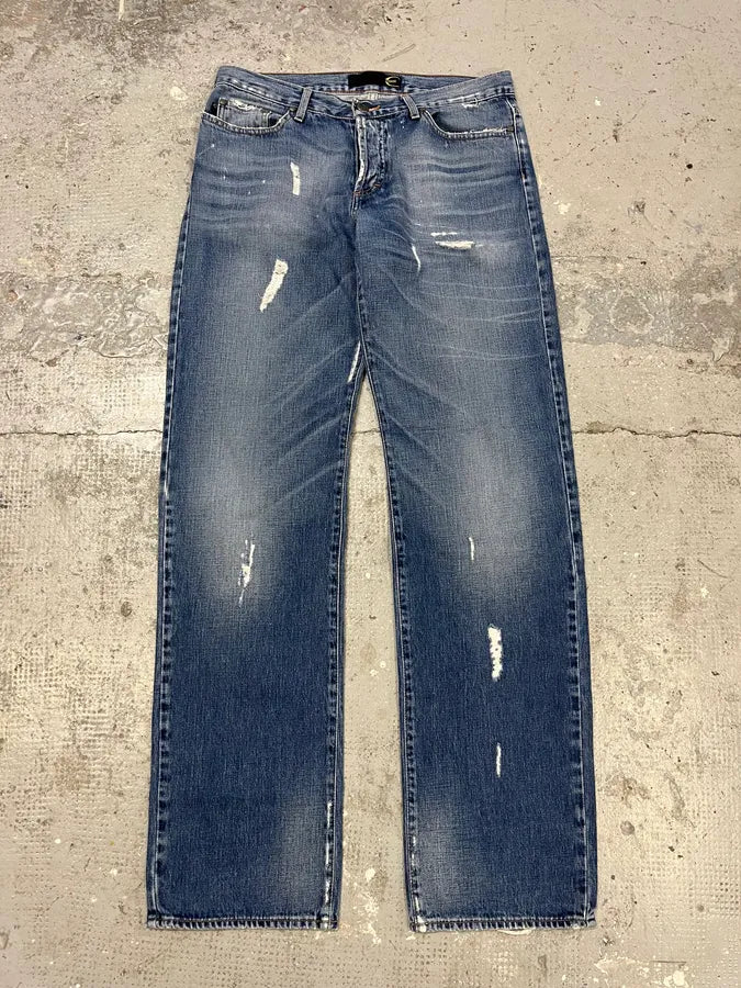 2000s Cavalli Destroyed Blue Denim Jeans (M) VJWzrfA 4