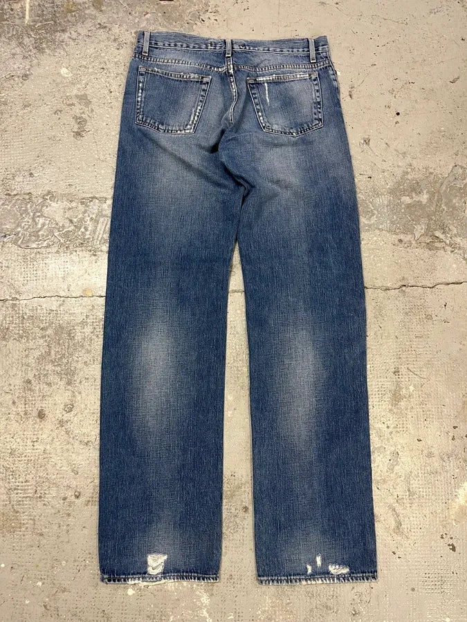 2000s Cavalli Destroyed Blue Denim Jeans (M) VJWzrfA 7