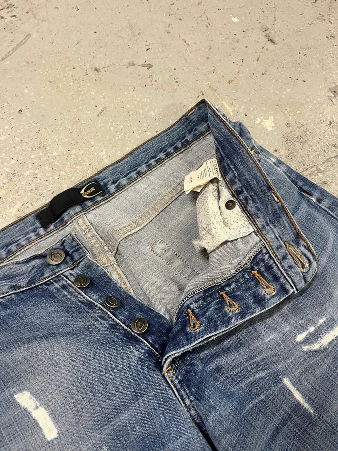 2000s Cavalli Destroyed Blue Denim Jeans (M) VJWzrfA 9
