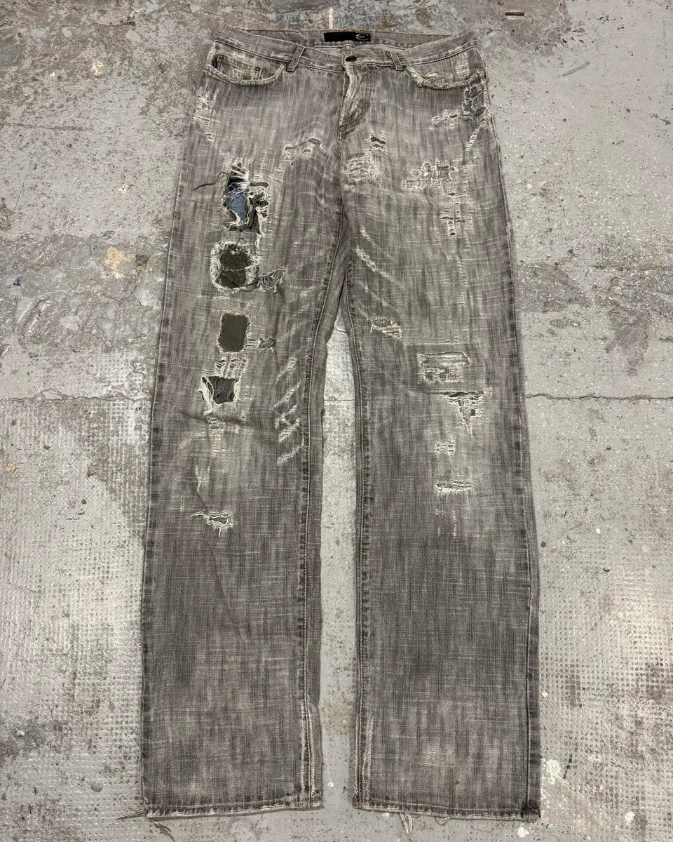 2000s Cavalli Destroyed Grey Denim Jeans rCCHrSb 0