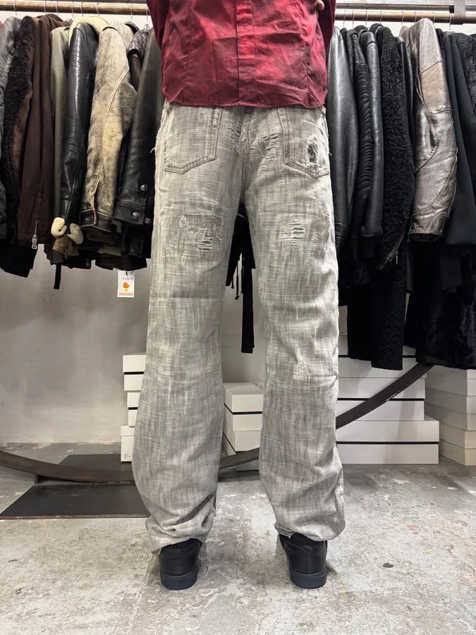 2000s Cavalli Destroyed Grey Denim Jeans rCCHrSb 2