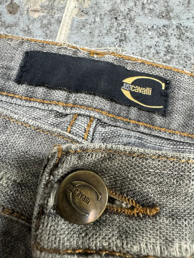 2000s Cavalli Destroyed Grey Denim Jeans rCCHrSb 6
