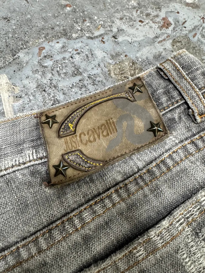 2000s Cavalli Destroyed Grey Denim Jeans rCCHrSb 7
