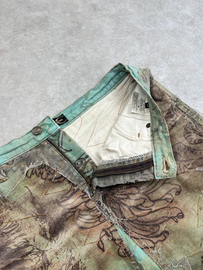 2000s Cavalli Destructured Floral Mint Skirt EHSMboa 10