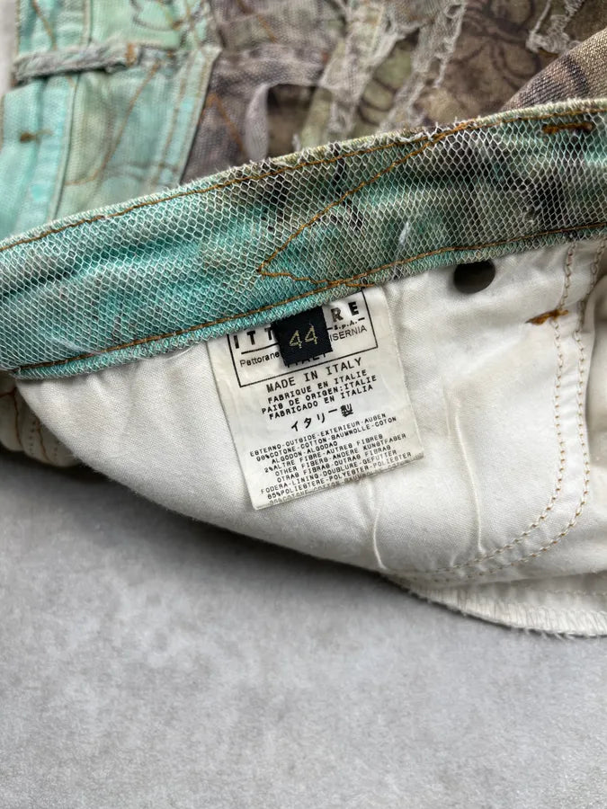 2000s Cavalli Destructured Floral Mint Skirt EHSMboa 12