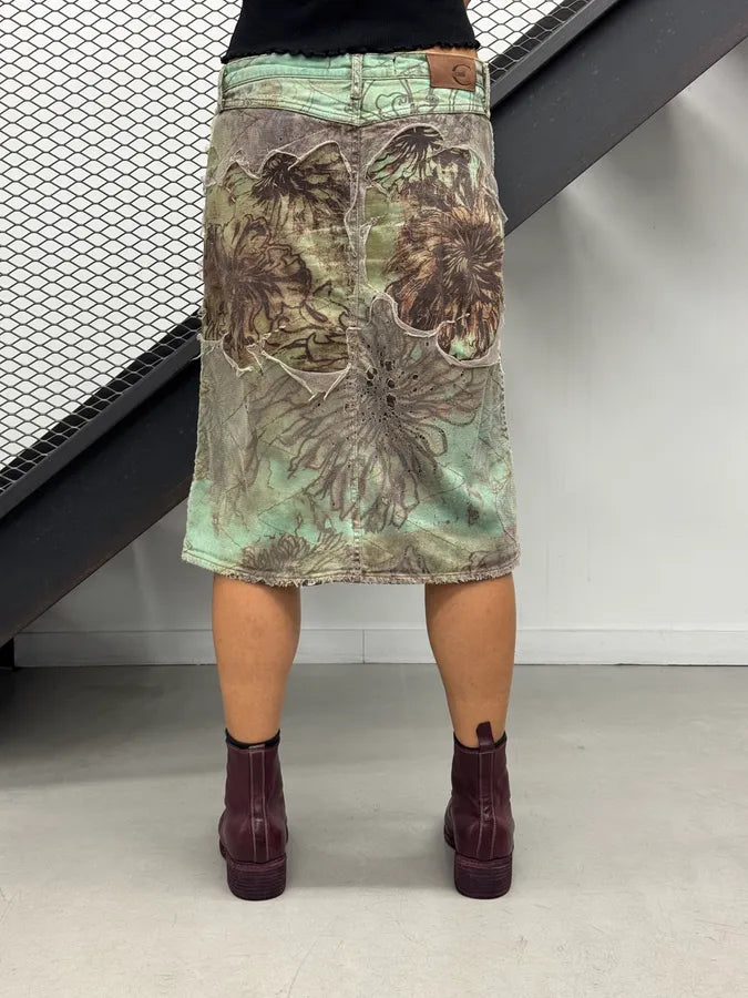2000s Cavalli Destructured Floral Mint Skirt EHSMboa 3